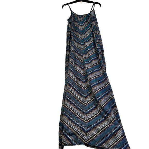 Gap Womens Size Medium Maxi Dotted Chevron Striped Mitered V-Neck Pockets Dress - Picture 8 of 14